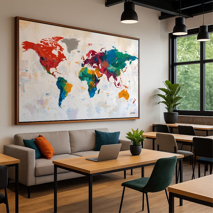 Carte de monde contemporaine colorée