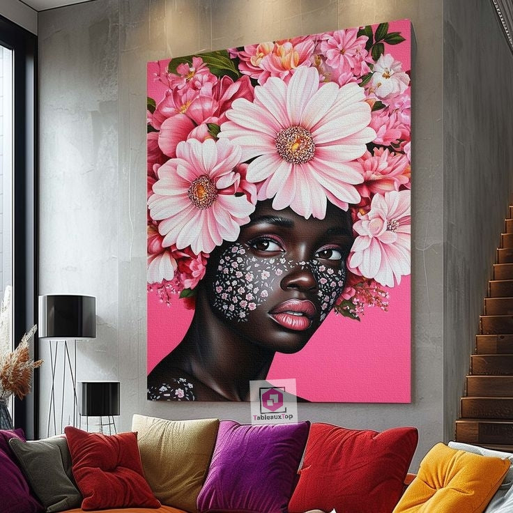 A women with flowers on her head