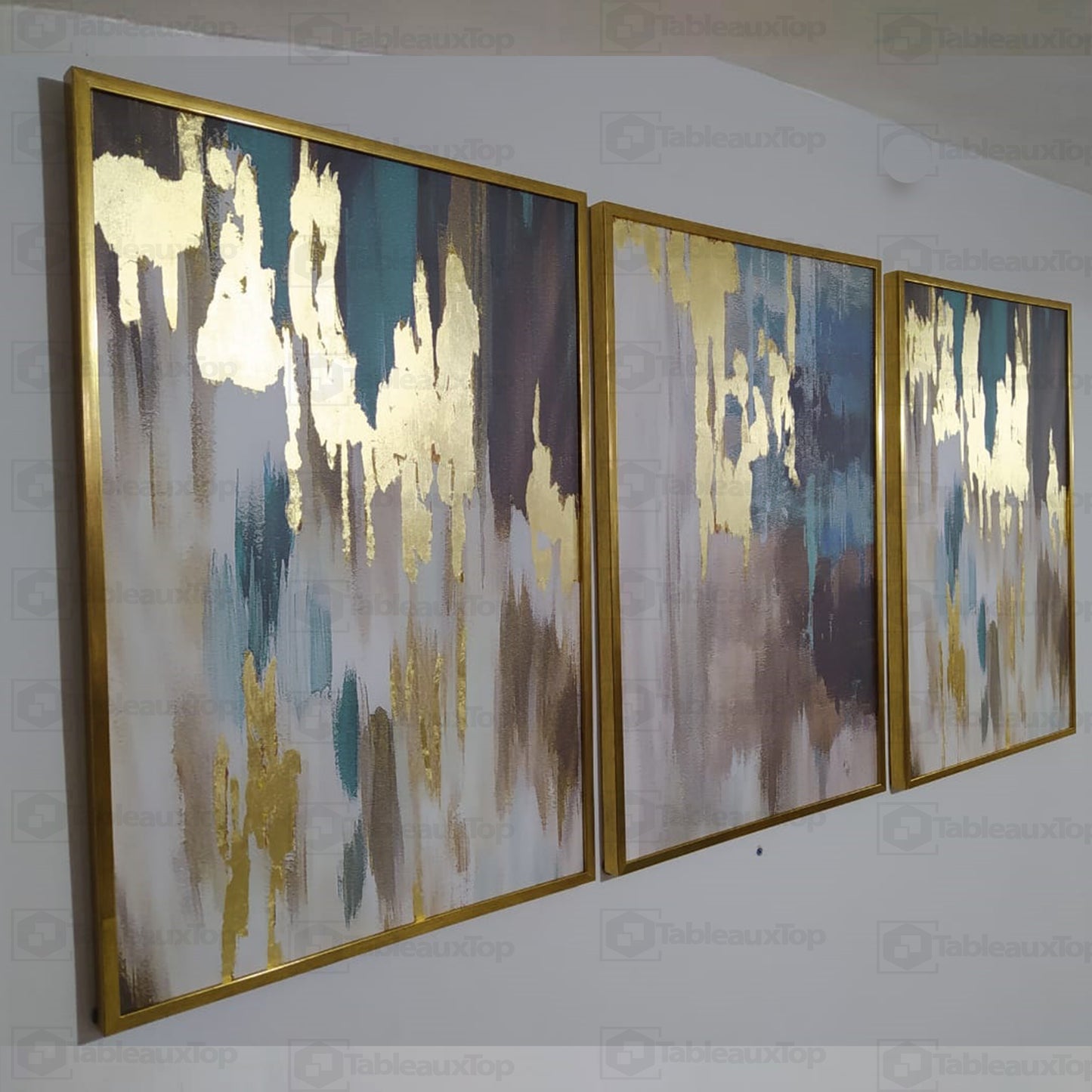 tableaux abstraits blue doré