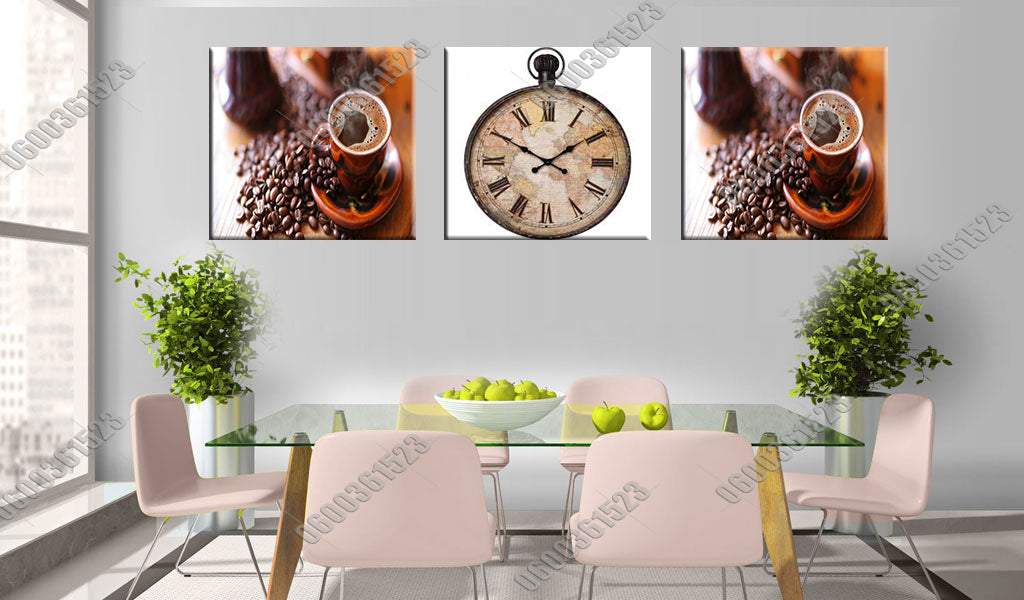 tableaux café avec horloge