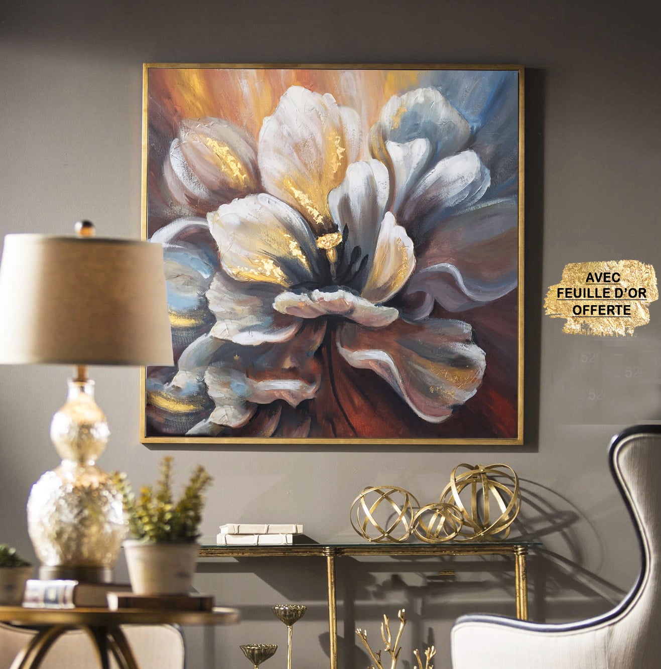 Tableau abstrait carré v14