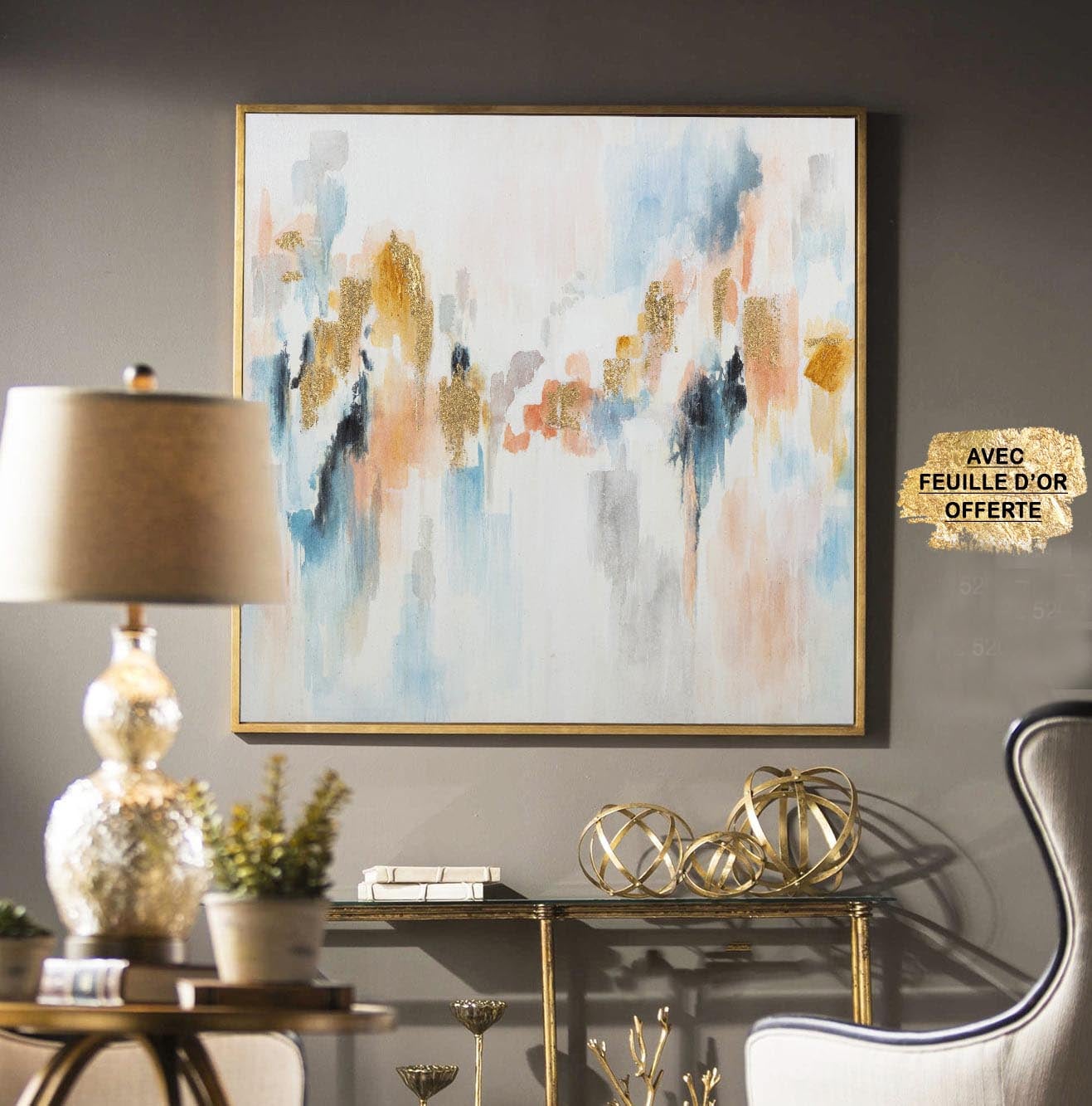 Tableau abstrait carré v18