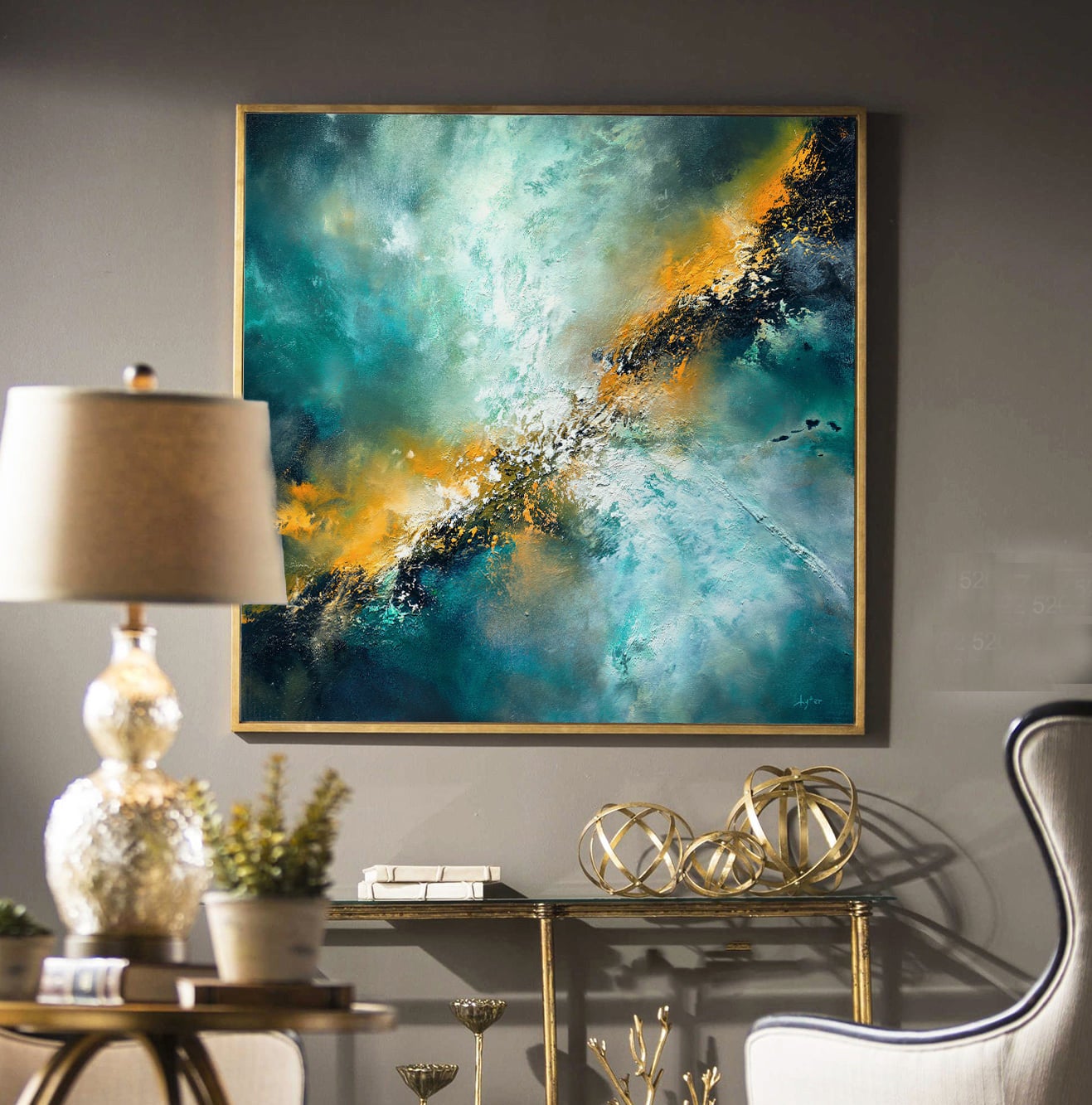 Tableau abstrait carré v19