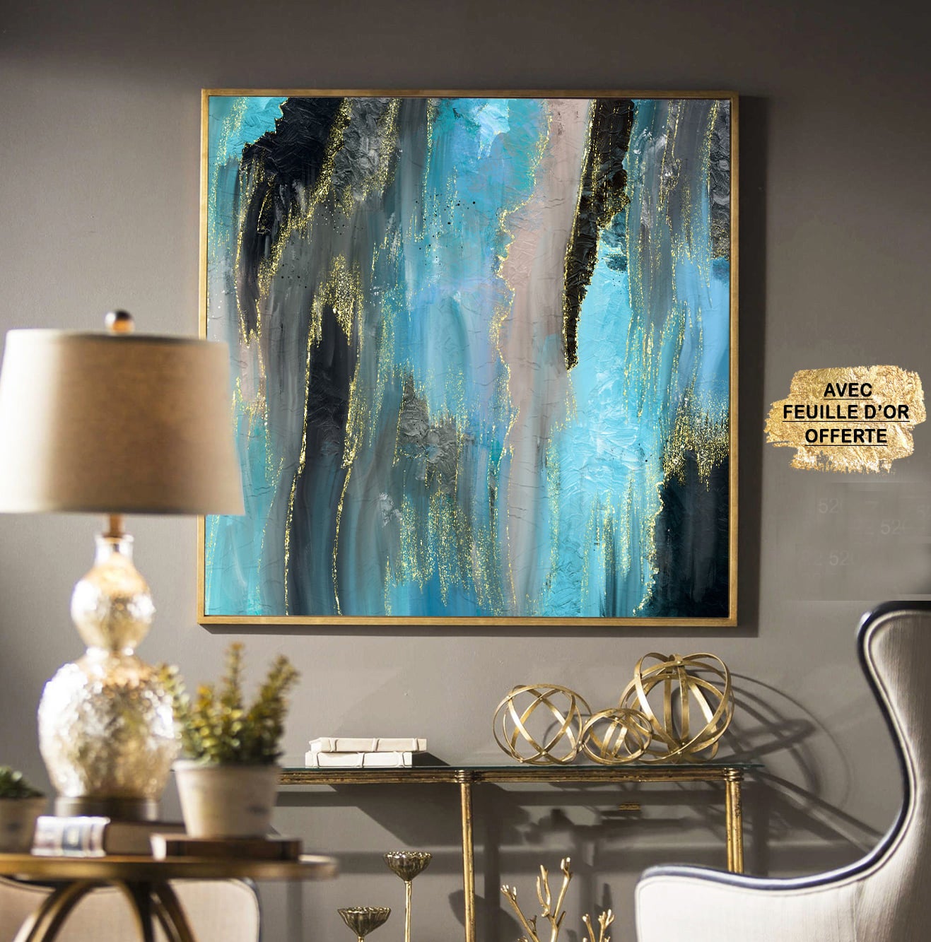 Tableau abstrait carré v8