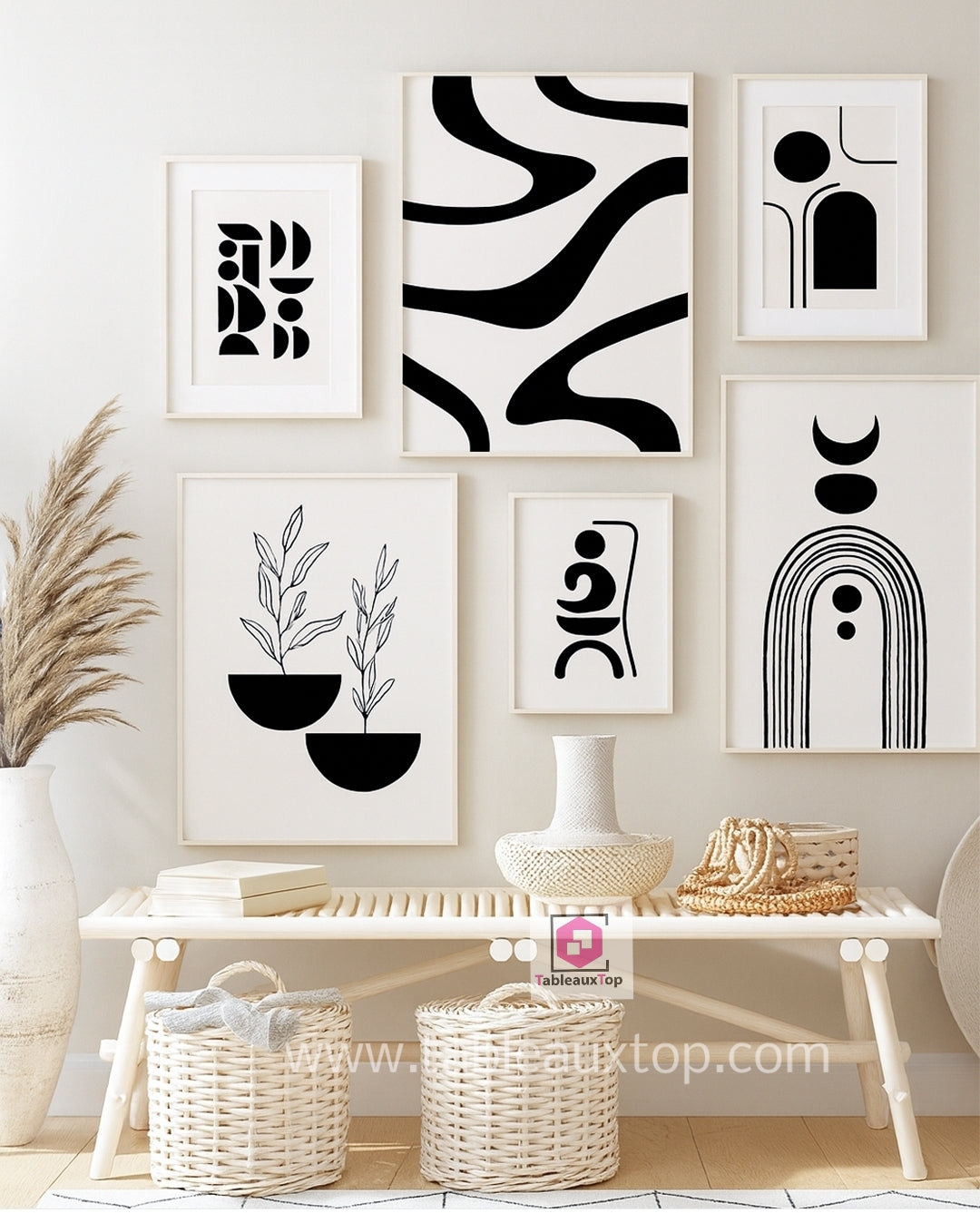 Set de 6 Blanc et noir