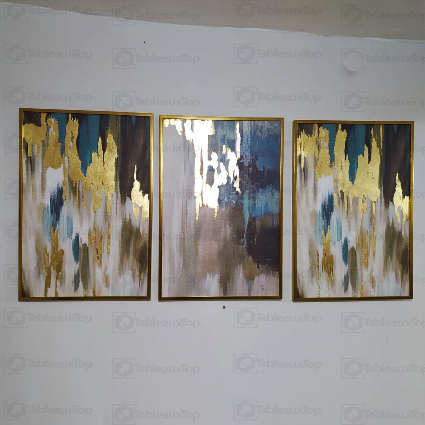 tableaux abstraits blue doré